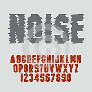 Noise font alphabet. vintage style, sanserif font. photo