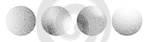 Noise grain circle, pointillism background of gradient dots pattern, vector dotwork. Grainy noise sphere with stipple texture or