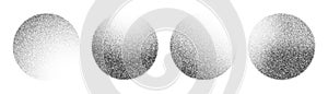 Noise grain circle spheres, pointillism gradient dots pattern, vector dotwork. Grainy noise sphere circles with grainy stipple