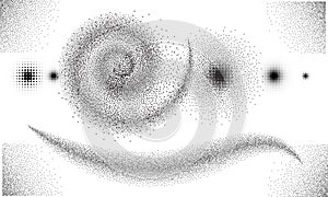 Noise grain gradient background, dot pattern spray effect set