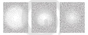 Noise grain gradient background, dot pattern spray effect set