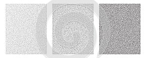 Noise grain gradient background, dot pattern spray effect set