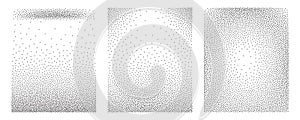 Noise grain gradient background, dot pattern spray effect set