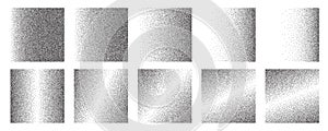 Noise grain gradient background, dot pattern spray effect set