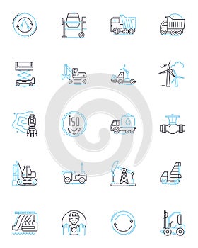 Noise pollution linear icons set. Decibels, Soundscape, Ecosystem, Environment, Sonic, Impact, Hearing line vector and photo