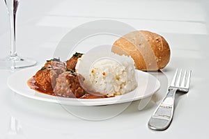 Noisettes with rice garnish