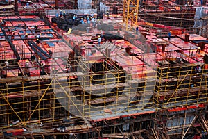 A noisy and busy construction site