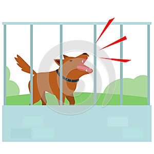 Noisy dog barking all the time in fence of neighbor . photo