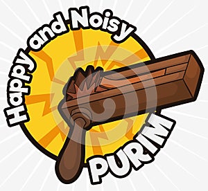 Noisy Gragger Ready for the Traditional Purim Readings and Celebrations, Vector Illustration