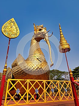 Nok Hatsadiling, a mythical bird, at a temple in Phrae, Northern Thailand