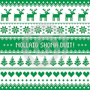 Nollaig Shona Duit - Merry Christmas in Irish pattern, greetings card photo