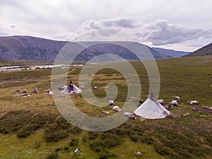 Nomad herding camp in the summer