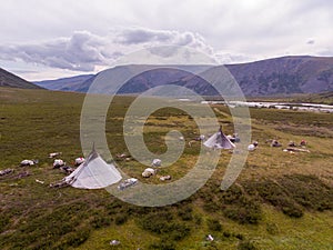 Nomad herding camp in the summer, Yamal