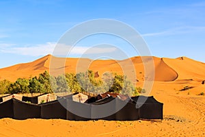Nomad tent camp for tourist in Erg Chebbi desert, Morocco