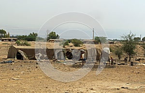 nomadic camp made with the tents of a tribe that lives in the Mi