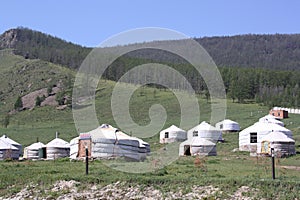 A nomadic tent resort in the peaceful Bogd Khaan valley, Ulaanbaatar, Mongolia.