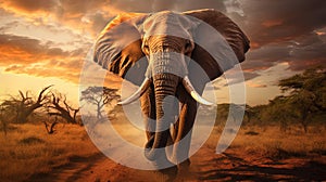 The Nomadic Wanderer: African Elephant on the Savanna