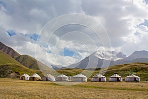 Nomadic yurt house in the mountains of Kazakhstan and Kyrgyzstan