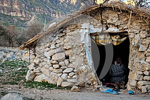 Nomads rural rock house in Zagros mountains in Iran