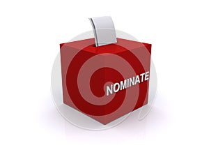 nominate on ballot box on white photo
