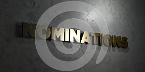 Nominations - Gold text on black background - 3D rendered royalty free stock picture