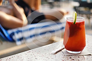 Non-Alcoholic Fruit Cocktail by the Pool