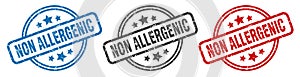 non allergenic stamp. non allergenic round isolated sign.