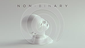 Non-Binary Female Male White Bust Head Back and Shoulders Side View