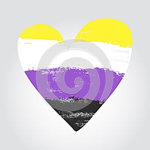 Non-binary pride flag in a form of heart photo