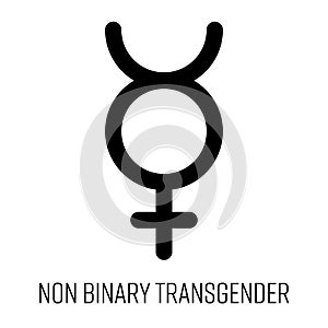 Non-binary transgender sign black vector icon