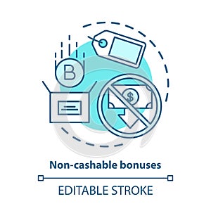 Non cashable bonuses concept icon. Cryptocurrency, electronic currency idea thin line illustration. E Payment and