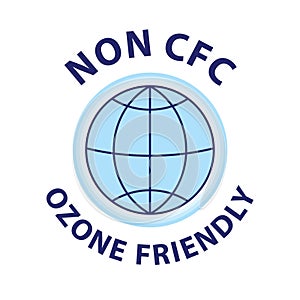 Non CFC icon. Ozone friendly sign. Globe green symbol. Logo template. Vector illustration