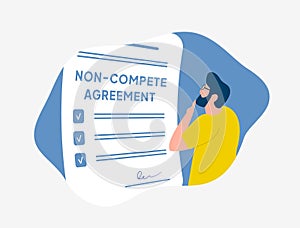 Non-compete Agreement legal form concept. Noncompete contract agreement between employee and employer to prevent