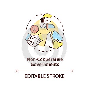 Non cooperative governments concept icon