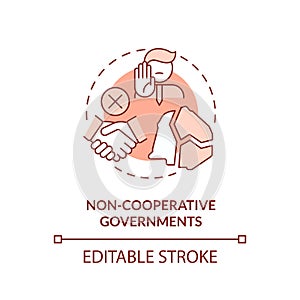 Non cooperative governments terracotta concept icon