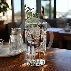 Non-ecological plastic cocktail straws for lemonades and drinks. Concept: Danger ecology harm to the planet