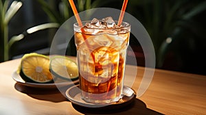 Non-ecological plastic cocktail straws for lemonades and drinks. Concept: Danger ecology harm to the planet