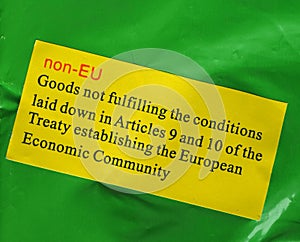 non-eu label for foreign goods photo