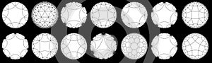 Non-Euclidean Geometrical Hyperbolic Tiling Set - Visualization of Klein Model Tessellation Types photo