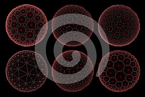 Non-Euclidean Geometrical Hyperbolic Tiling Set - Visualization of Klein Model Tessellation Types photo