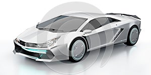 Non-existent brand-less generic concept silver sport electric car