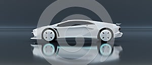 Non-existent brand-less generic concept white sport electric car