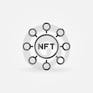 Non-Fungible Token with Circles vector line NFT Technology icon