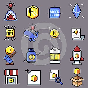 Non fungible token pixel icon