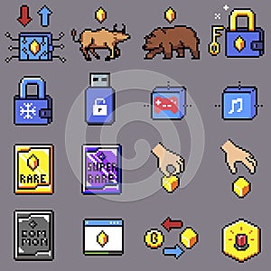 Non fungible token pixel icon photo