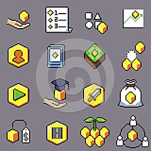 Non fungible token pixel icon photo