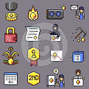 Non fungible token pixel icon photo