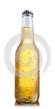 Non-glossy white beer bottle