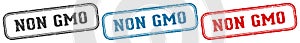 non gmo stamp. non gmo rectangular stamp set isolated on white background