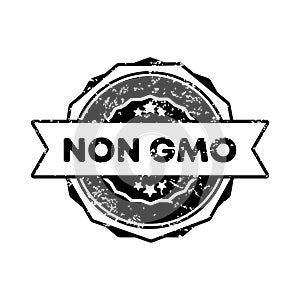 Non gmo stamp. Vector. Non gmo badge icon. Certified badge logo. Stamp Template. Label, Sticker, Icons. Gmo free natural product.